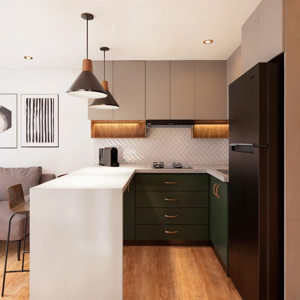 Cocina verde remodelada