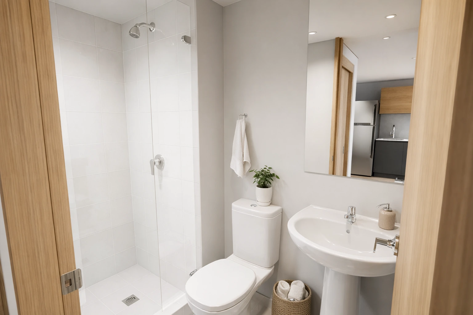 Baño economico obra gris